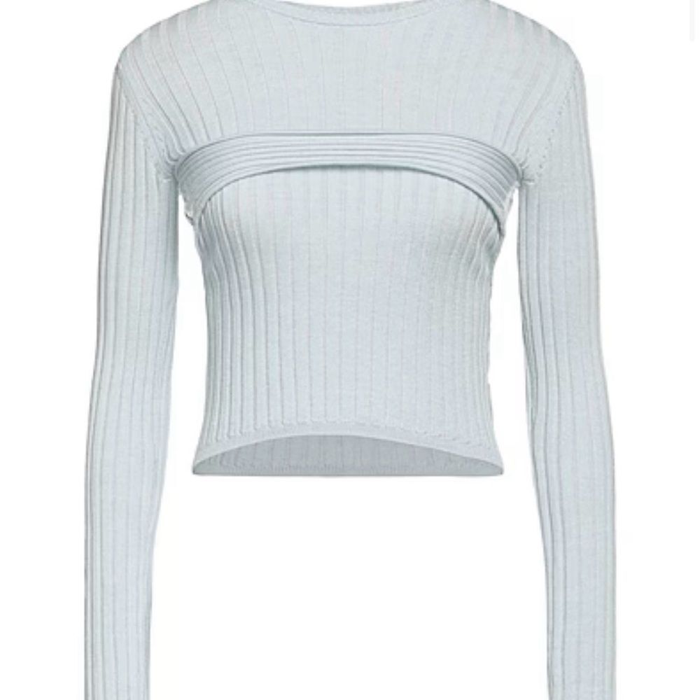 John Elliott Ribbed Croped Sweater - Soft Blue, S